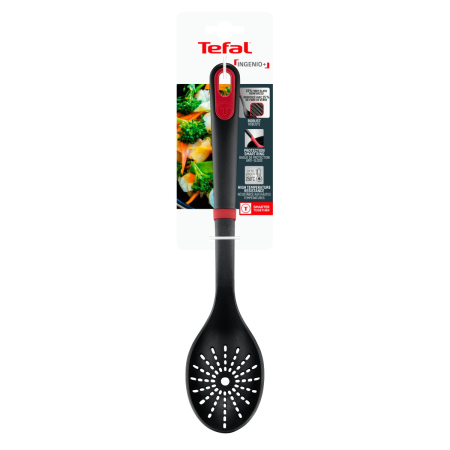 Lingura pentru strecurat Tefal Ingenio K1980634, rezistenta la temperaturi inalte, compatibilitate cu masina de spalat vase, plastic, negru & rosu [9]
