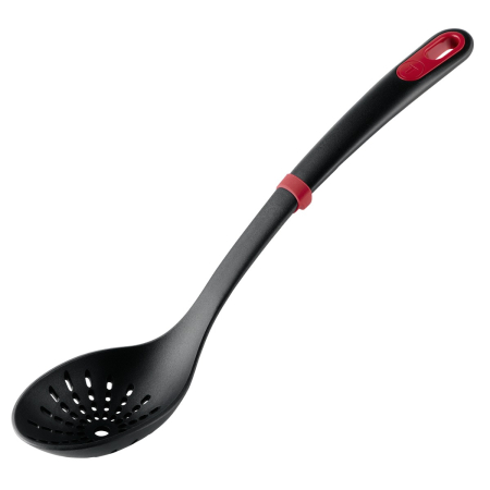 Vase & ustensile pentru gatit - Lingura pentru strecurat Tefal Ingenio K1980634, rezistenta la temperaturi inalte, compatibilitate cu masina de spalat vase, plastic, negru & rosu