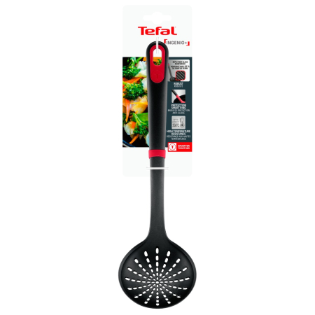 Lingura pentru strecurat Tefal Ingenio+ K1984334, rezistenta la temperaturi inalte, compatibilitate cu masina de spalat vase, plastic, negru & rosu [9]