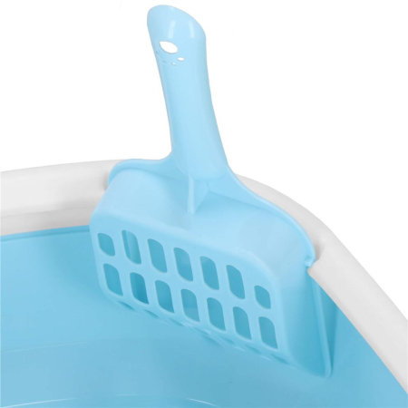 Litiera pisici lopatica plastic pp montaj simplu 2 piese, 40x33x11 cm, design compact, albastru alb [16]