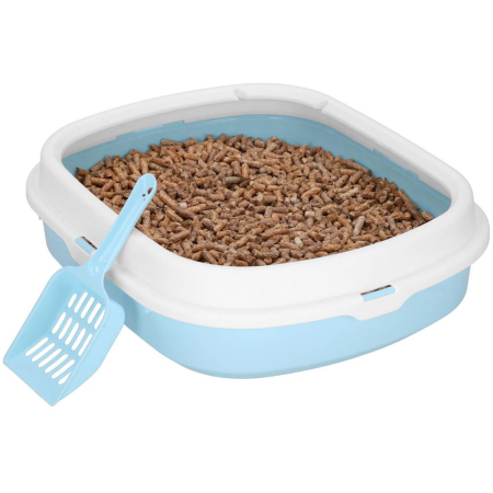 Litiera pisici lopatica plastic pp montaj simplu 2 piese, 40x33x11 cm, design compact, albastru alb [4]