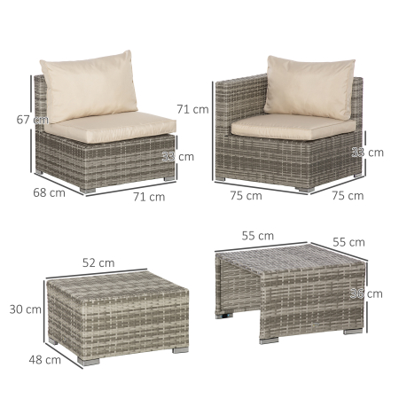  Living pentru gradina din Rattan PE din 8 Piese , Gri si Bej [2]