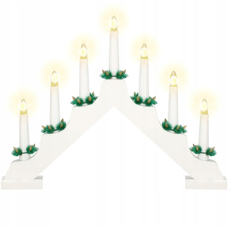 Lumanari decorative de Craciun, stand de lemn, 7 becuri tip LED, culoare alba [5]