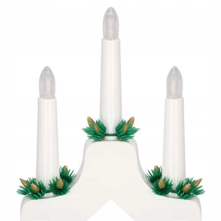 Lumanari decorative de Craciun, stand de lemn, 7 becuri tip LED, culoare alba [13]