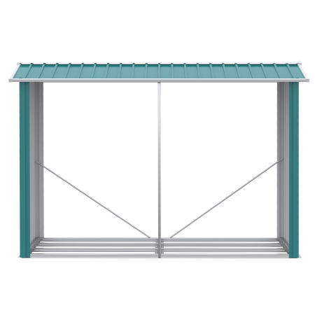 Magazie de Depozitare a Bustenilor, Casa pentru Lemne de Foc din Otel Galvanizat cu Podea inaltata, 240x86x160 cm, Verde [6]