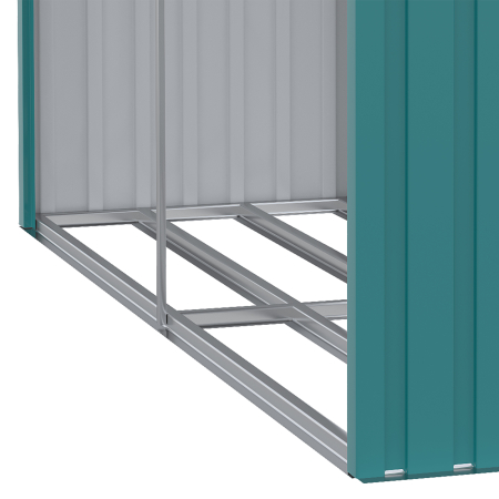  Magazie de Depozitare a Bustenilor, Casa pentru Lemne de Foc din Otel Galvanizat cu Podea inaltata, 240x86x160 cm, Verde [8]