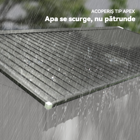  Magazie de Gradina 12,4 m² 340x386x200 cm cu Usi Glisante, Acoperis inclinat si 4 Guri de Aerisire, Alba [6]