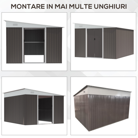  Magazie de Gradina cu Usa Glisanta din Otel Zincat Gri [6]