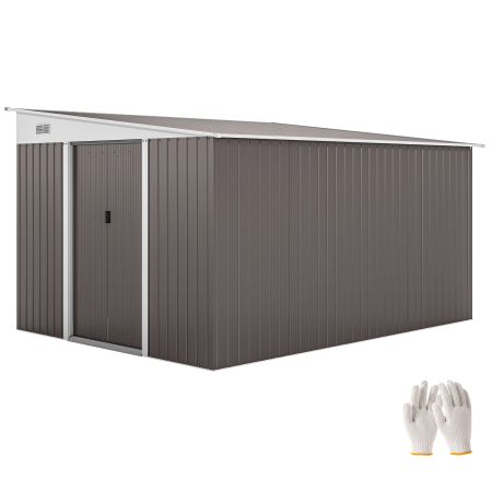 Gradina & balcon -  Magazie de Gradina cu Usa Glisanta din Otel Zincat Gri