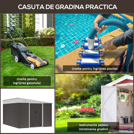  Magazie de Gradina cu Usa Glisanta din Otel Zincat Gri [5]