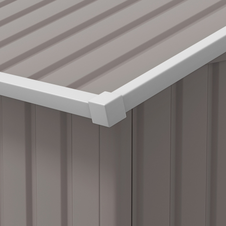  Magazie de Gradina cu Usi Duble Glisante si Acoperis Inclinat, Sopron de Gradina din Otel si PP, 3.4x4x2m, Gri [8]