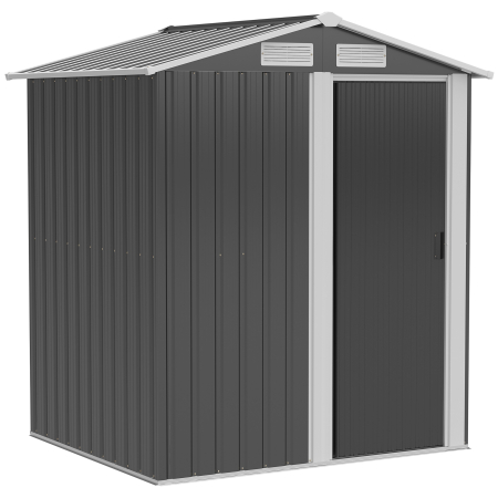 Gradina & balcon -  Magazie de Gradina Cutie Scule din Otel, Acoperis Inclinat si 4 Prize de Aer, 152x132x188cm