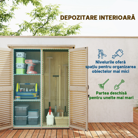  Magazie de Gradina din Lemn, Dulap de Depozitare [3]