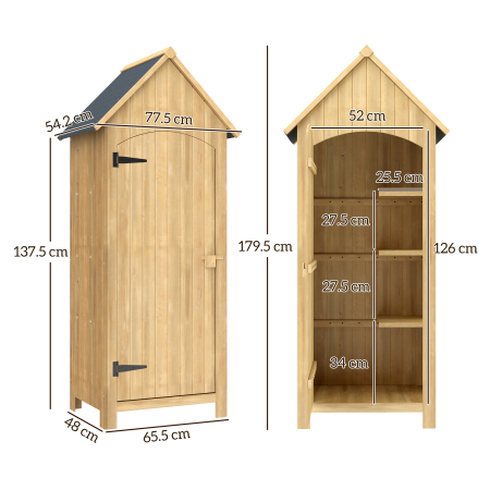  Magazie de Scule de Gradina din Lemn Impermeabila cu Usi si Rafturi, 77.5x54.2x179.5 cm [2]