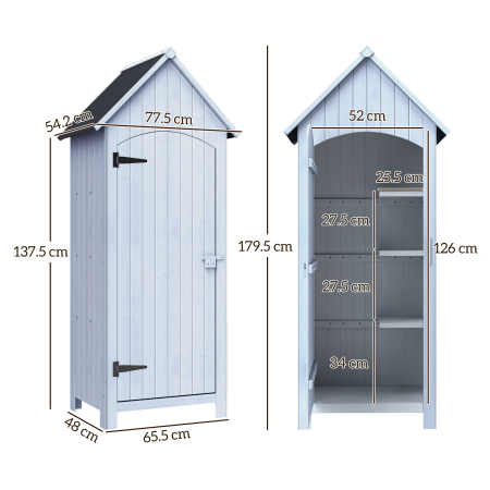  Magazie de Scule de Gradina din Lemn Impermeabila cu Usi si Rafturi, 77.5x54.2x179.5 cm [2]