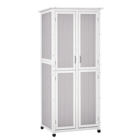 Prelate, pavilioane, umbrele terasa -  Magazie din Lemn de Brad pentru Unelte cu 3 Niveluri, cu Acoperis din Bitum si Carlige, 77x58x175 cm, Gri