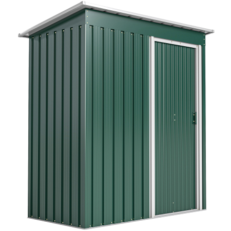 Prelate, pavilioane, umbrele terasa -  Magazie pentru Scule cu Acoperis inclinat si Usa Glisanta, din Otel Zincat, 163x89x182 cm, Verde