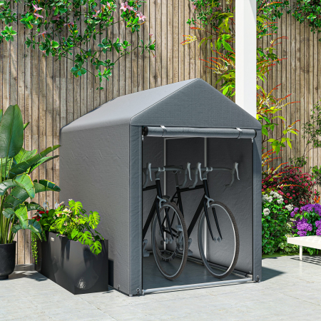  Magazie pentru Scule cu Protectie UV si Intrare cu Fermoar, Cort de Garaj, 120x179x165 cm, Gri inchis [6]