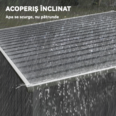  Magazie pentru Unelte din Metal 1.5x2m cu Fundatie, Usa Glisanta si Acoperis inclinat, Gri inchis [6]