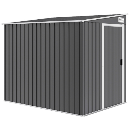 Gradina & balcon -  Magazie pentru Unelte din Metal 1.5x2m cu Fundatie, Usa Glisanta si Acoperis inclinat, Gri inchis