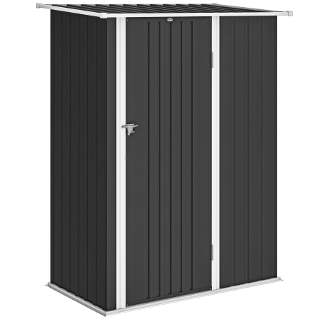 Prelate, pavilioane, umbrele terasa -  Magazie pentru Unelte din Metal cu Acoperis inclinat si Usa Blocabila, 142x86x189 cm, Gri inchis