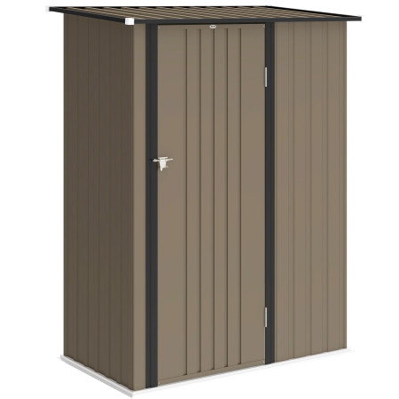 Gradina & balcon -  Magazie pentru Unelte din Metal cu Acoperis inclinat si Usa Blocabila, 142x86x189 cm, Maro