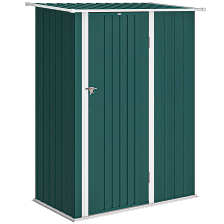 Prelate, pavilioane, umbrele terasa -  Magazie pentru unelte din metal cu acoperis inclinat si usa blocabila, 142x86x189 cm, verde