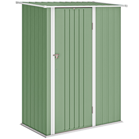 Prelate, pavilioane, umbrele terasa -  Magazie pentru unelte din metal cu acoperis inclinat si usa cu incuietoare, 142x86x189 cm, verde deschis
