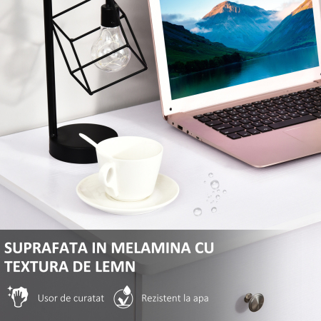  Masa Birou Alba - Cu Sertare & Rafturi Laterale, 120 cm [6]