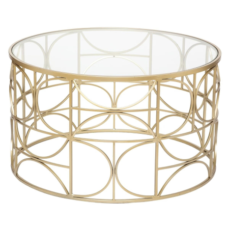 Mese cafea si decorative - Masa cafea Atmosphera Artifice rotunda, sticla si metal, 71x41 cm, auriu