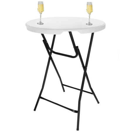 Masa catering pliabila rotunda tip cocktail, blat HDPE, cadru metal anticoroziv, max 20 kg, D80xH110 cm, alb [2]