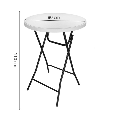 Masa catering pliabila rotunda tip cocktail, blat HDPE, cadru metal anticoroziv, max 20 kg, D80xH110 cm, alb [19]