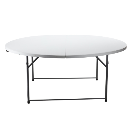 Masa catering rotunda pentru evenimente, pliabila, diametru 180 cm, HDPE, cadru metalic, alb [1]