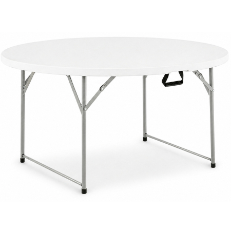 Mobilier gradina si terasa - Masa catering rotunda pentru evenimente, pliabila, diametru 180 cm, HDPE, cadru metalic, alb