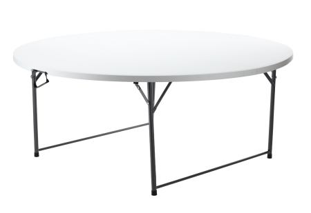 Masa catering rotunda pentru evenimente, pliabila, diametru 180 cm, HDPE, cadru metalic, alb [2]
