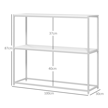  Masa Consola de Intrare Subtire cu Partea Superioara Deschisa, Dulap Consola din Otel si PAL, 100x30x87 cm, Alb [2]