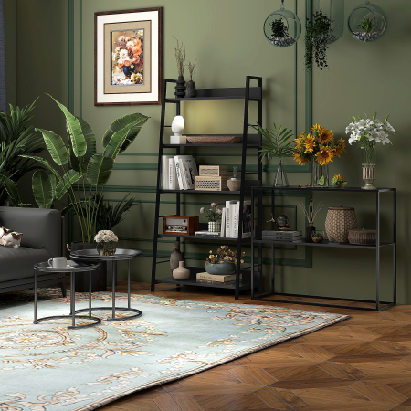  Masa Consola Masa Nordica pentru Hol cu Cadru din Otel Raft Deschis Masa de Canapea Ingusta pentru Camera de Zi Intrare Negru [8]