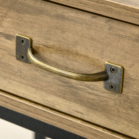  Masa Consola Vintage - Lemn & Metal cu Sertare & Raft [7]