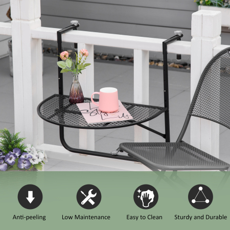  masa de agatat pentru balcon, masuta metalica de instalare pe perete, Neagra [6]