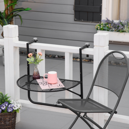  masa de agatat pentru balcon, masuta metalica de instalare pe perete, Neagra [1]