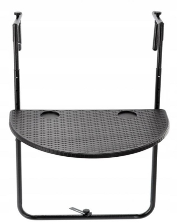 Masa balcon pliabila suspendabila, inaltime reglabila 73-84 cm, imitatie ratan, suport pahare, 64x60 cm, negru [3]