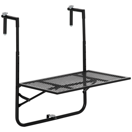Gradina & balcon -  Masa de Balustrada Pliabila din Metal, 60x60x57-72cm, Negru