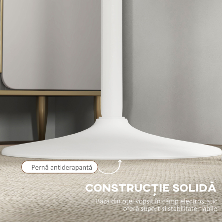 , Masa de Bar, Cu Blat Rotund si Baza, MDF, Otel, 60 x 60 x 102 cm, Alb [5]