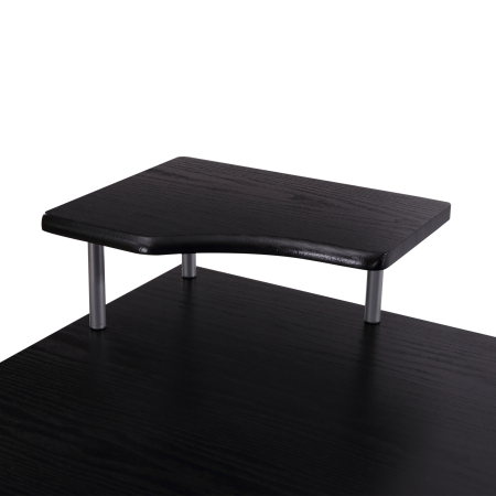  Masa de Birou pentru Calculator, Moderna, Masa de Birou PC cu Etajera Culisanta pentru Tastatura, 152 x 60 x 88 cm, Neagra [8]