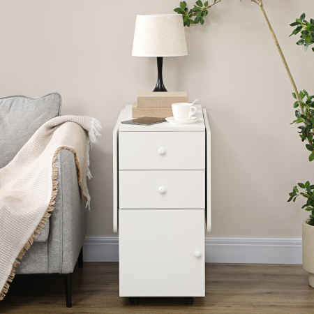  Masa de Bucatarie Rabatabila cu 2 Sertare si Dulap cu Usi, din PAL, 120x80x75 cm, Alb [6]