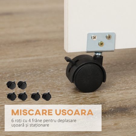  Masa de Bucatarie Rabatabila cu 2 Sertare si Dulap cu Usi, din PAL, 120x80x75 cm, Alb [5]