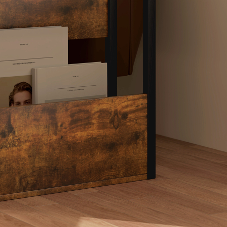  Masa de cafea in stil industrial pentru living, cu 2 rafturi, din lemn si metal, 46x18x58,5 cm, maro [8]