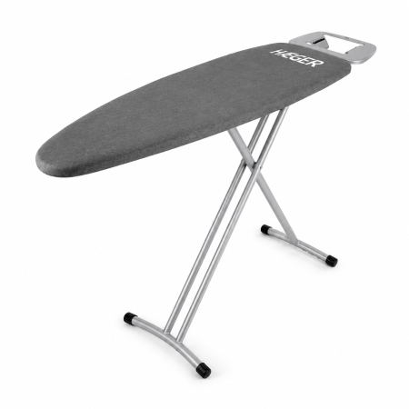 Masa de calcat HAEGER HOME, Inaltime reglabila la 90cm, suprafata de lucru 116x35 cm, blat plasa metalica, suport pentru fierul de calcat, husa bumbac, Gri [1]