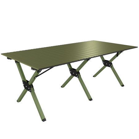 Gradina & balcon -  Masa de Camping Pliabila 116 cm, Masa de Picnic Rezistenta la Apa cu Suprafata Rulabila si Cadru Metalic, Verde
