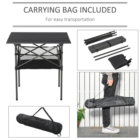  Masa de Camping Pliabila si Rulabila Outunny cu Geanta de Calatorie neagra [4]